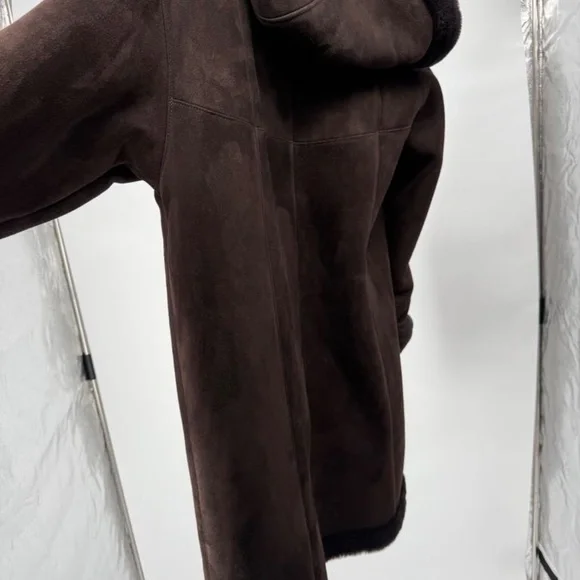 Authentic Overland Shearling Long Coat Coffee/Dark Brown - Picture 8 of 17